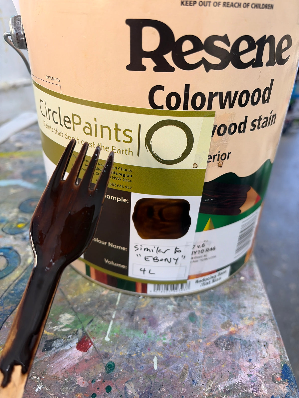 Interior Resene Colorwood Natural Wood Stain 4L - Colour: similar to Ebony or "Deep Oak"