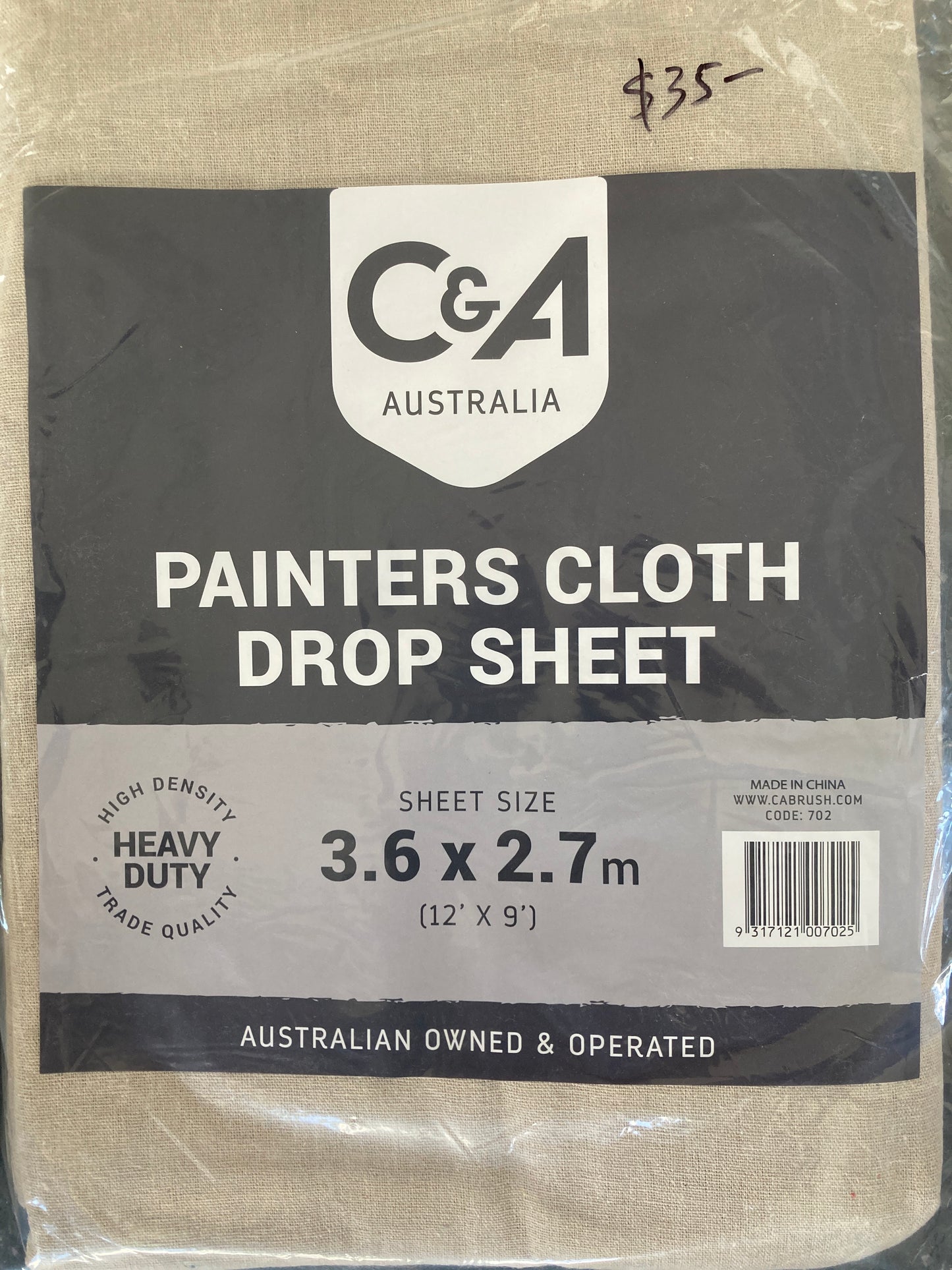 Heavy Duty Canvas DROP SHEET - 2.7m x 3.6m (9 feet by 12 feet)