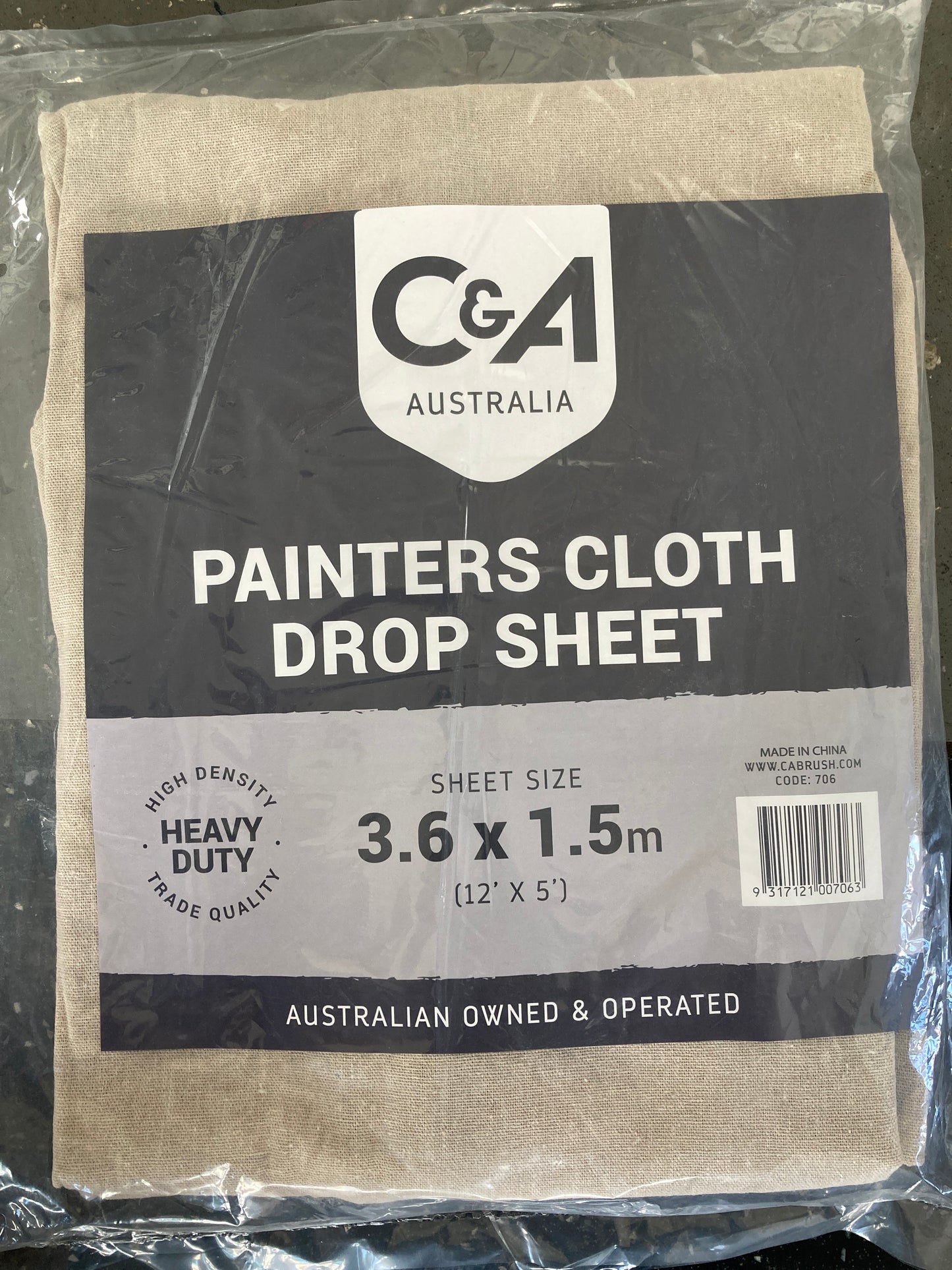 Heavy Duty Canvas DROP SHEET - 1.5m x 3.6m (5 foot x 12 foot)