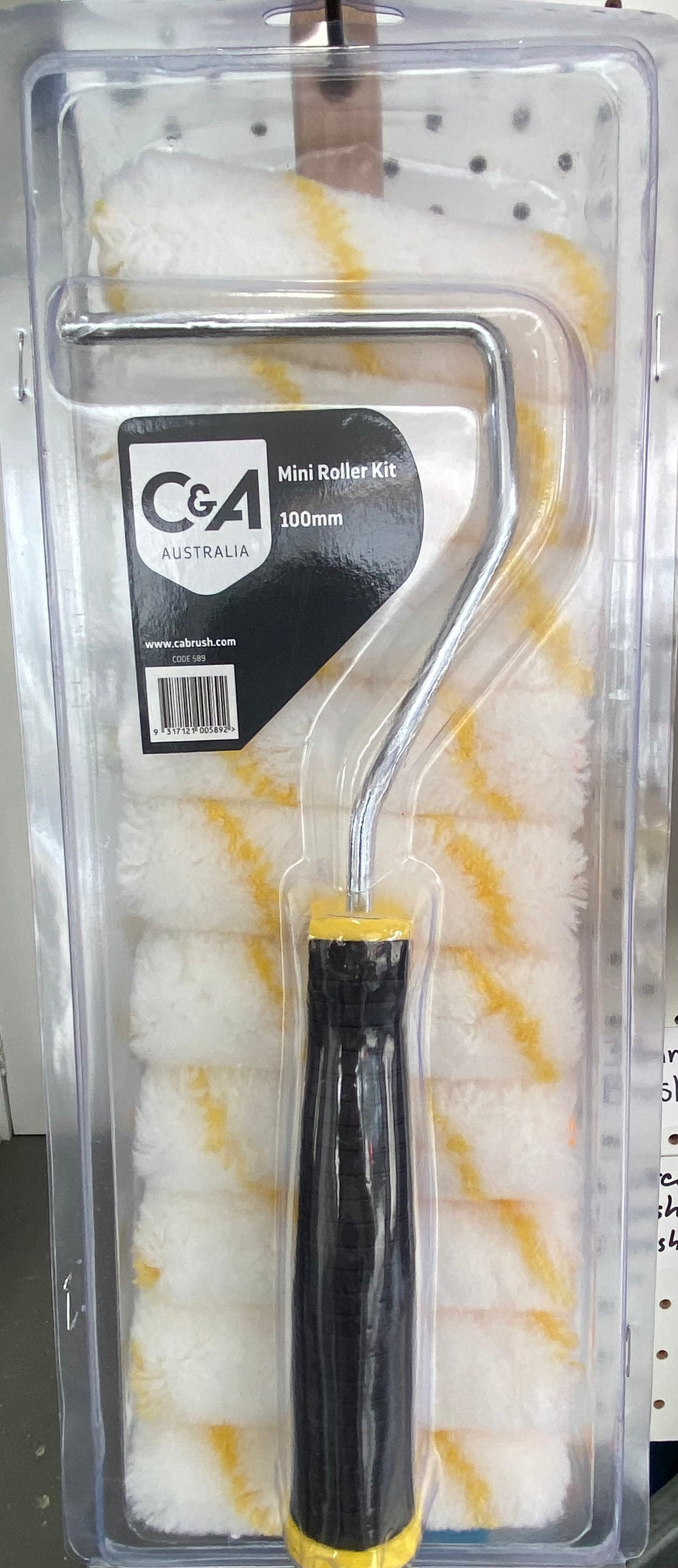 100mm Mini Roller Frame with 10 x roller sleeves - C&A Brush - 10mm nap (for walls/ceilings)