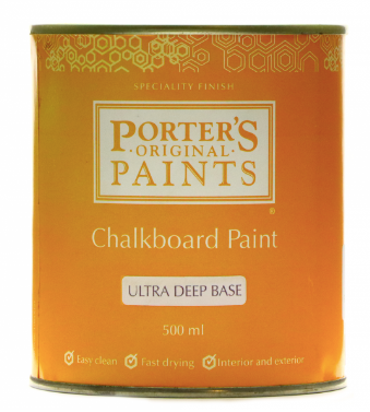 Specialty Paint Water-Based Interior/Exterior Matte Chalkboard Blackboard Paint DARKS 2.7L - Porter's colour: Black