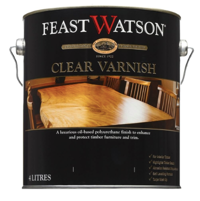 Feast Watson Interior Wood Care Gloss Oil-based Timber Varnish 3L - Colour: Clear Colourless