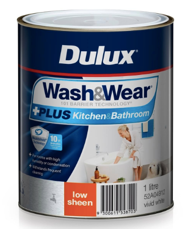 Interior Low Sheen Kitchen & Bathroom WHITES 1L - Dulux colour: Vivid White