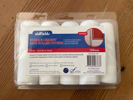 10 pack of 100mm Foam Mini Roller Sleeves - Oldfields - new