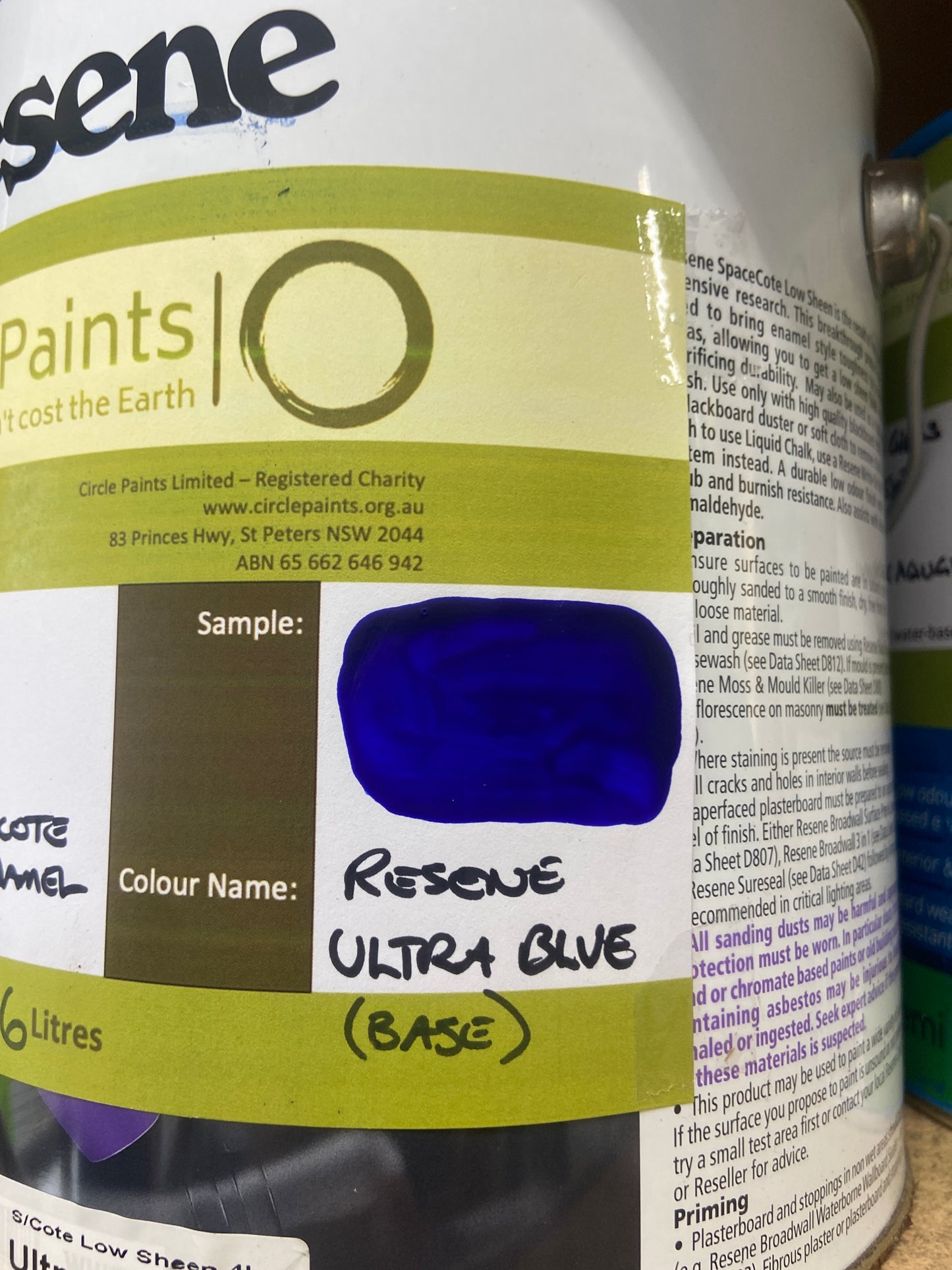 Interior Low Sheen Spacecote Enamel BLUES 3.6L - Resene colour: Ultra Blue (blue base)