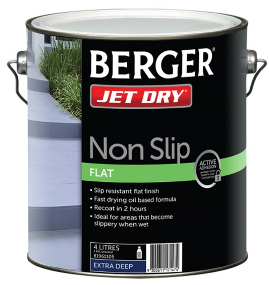 Oil-based Interior/Exterior Specialty Paint Berger Jet Dry Non-Slip Driveway Concrete Paint 2.3L - Berger colour: Ferric Red