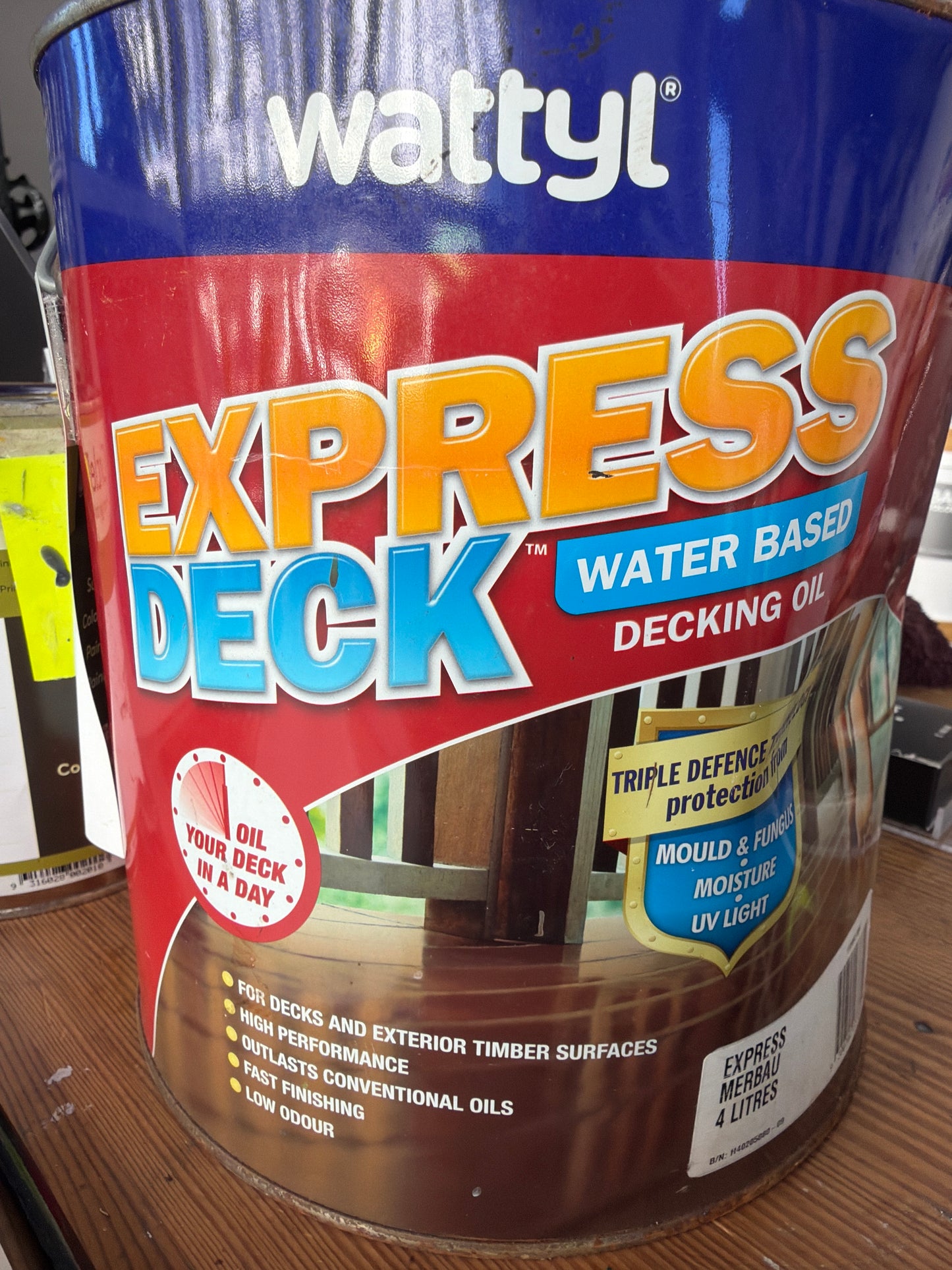 Water Based Wood Care Wattyl Decking and Timber Oil 4L - Colour: Merbau