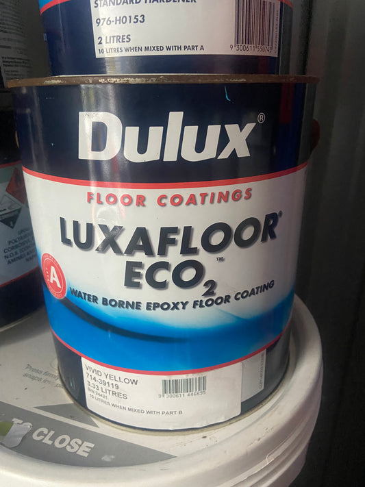Two-Pack Epoxy Floor Coating - Luxafloor ECO2 Part A + Part B - 10L volume once combined: Colour - Vivid Yellow