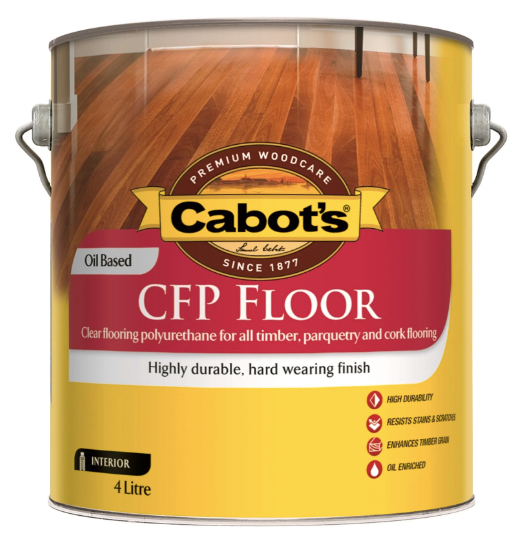 Interior Wood Care Oil-Based Gloss Cabots CFP Floor Polyurethane 4L - Colour: Clear Colourless