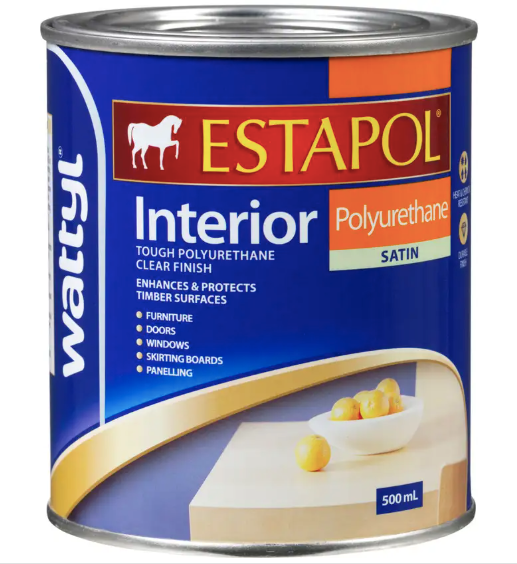 Interior Wood Oil-Based "Satin" Wattyl Estapol Polyurethane 600mL - Colour: Clear Colourless
