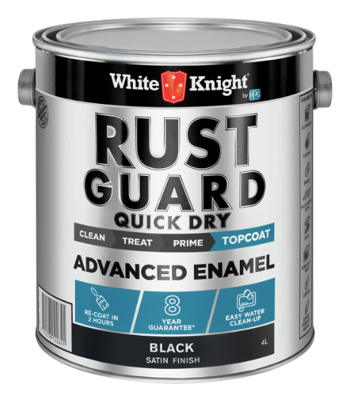 Metal Paint Satin White Knight Rust Guard Quick Dry Water-Based Metal Paint DARKS 3L - Colour: Black
