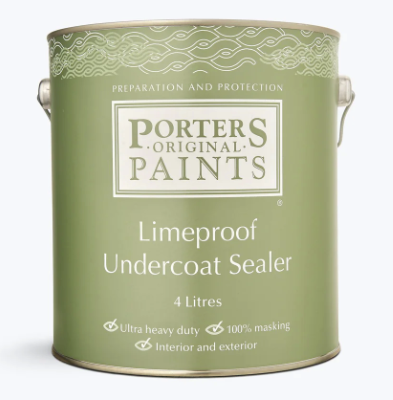 Interior/Exterior Porter's Water-Based Limeproof Primer Undercoat Prep Coat WHITES 900mL - White