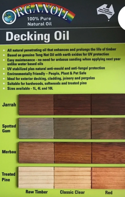 Organoil Natural Oil-based Wood Care Decking Oil 1L - Colour: UV Red