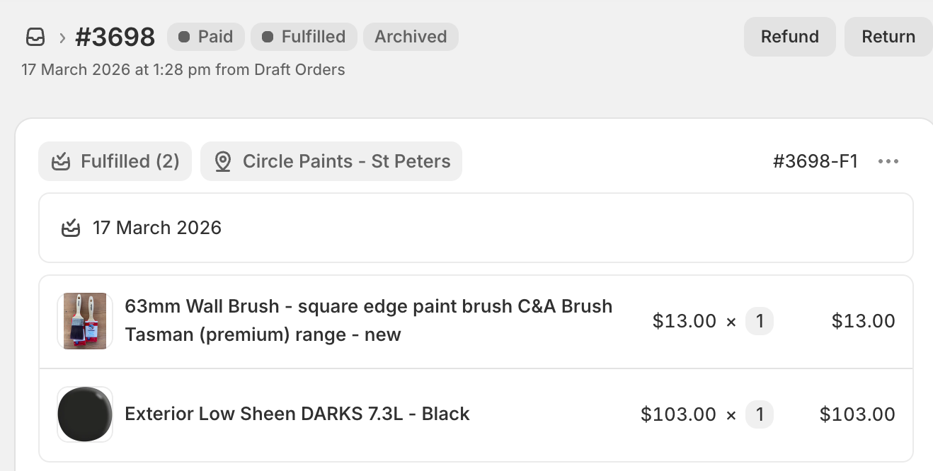 Payment for order #3698