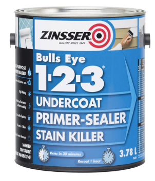 Interior/Exterior Zinsser Bulls Eye 1-2-3 Primer Undercoat Prep Coat GREYS 1L - Colour: Mid Grey